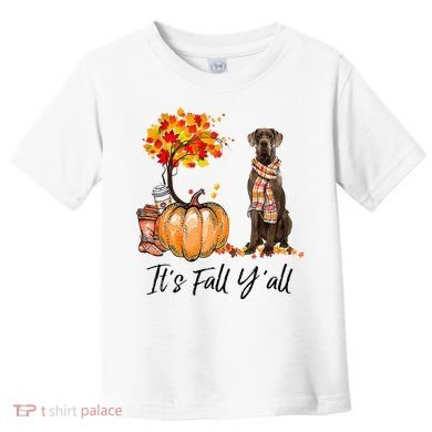 It's Fall Y'all Great Dane Dog Lovers Thanksgiving Halloween Toddler T-Shirt