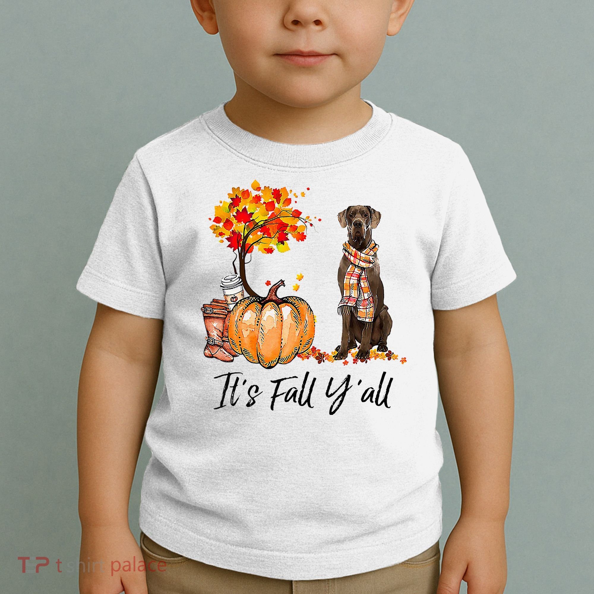 It's Fall Y'all Great Dane Dog Lovers Thanksgiving Halloween Toddler T-Shirt
