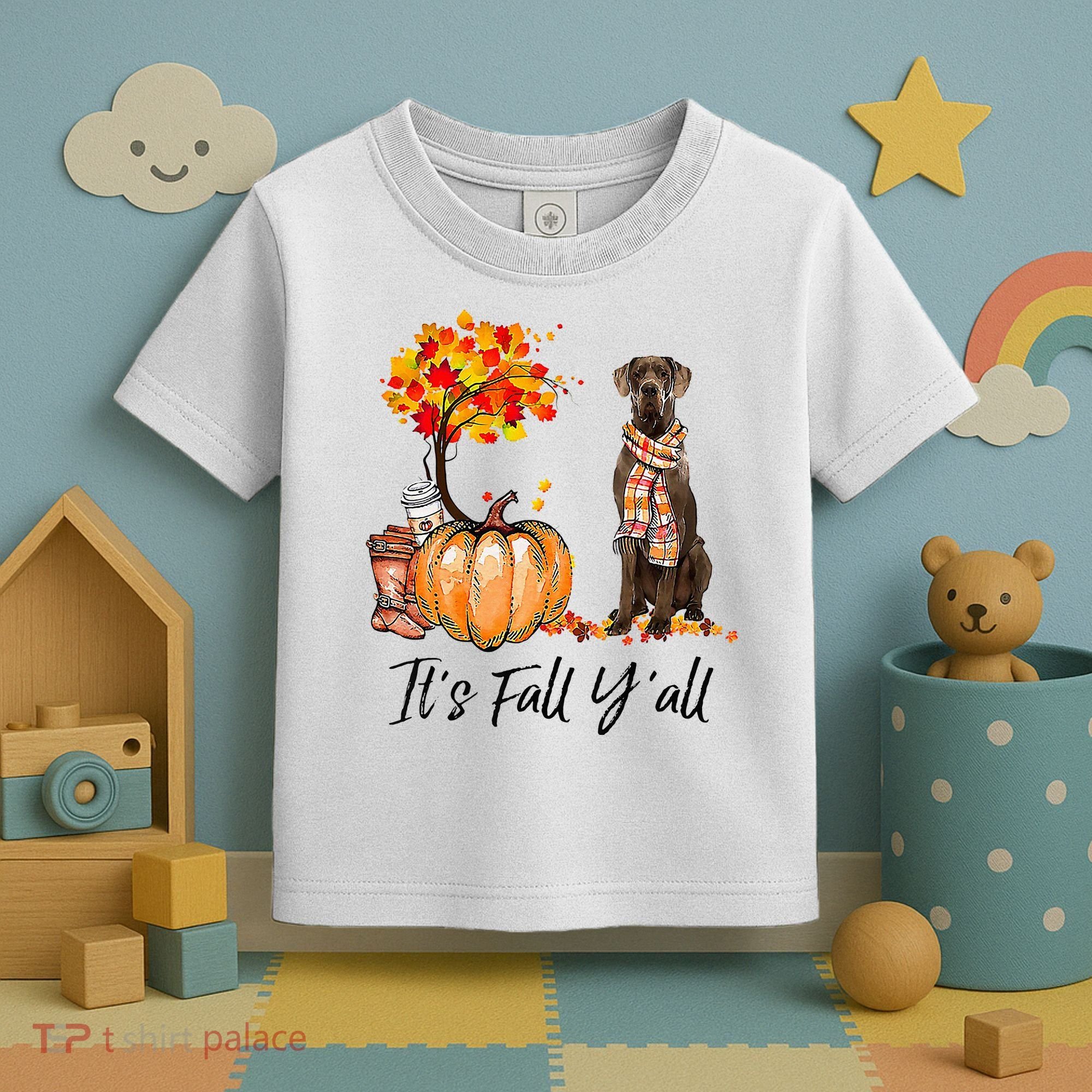 It's Fall Y'all Great Dane Dog Lovers Thanksgiving Halloween Toddler T-Shirt