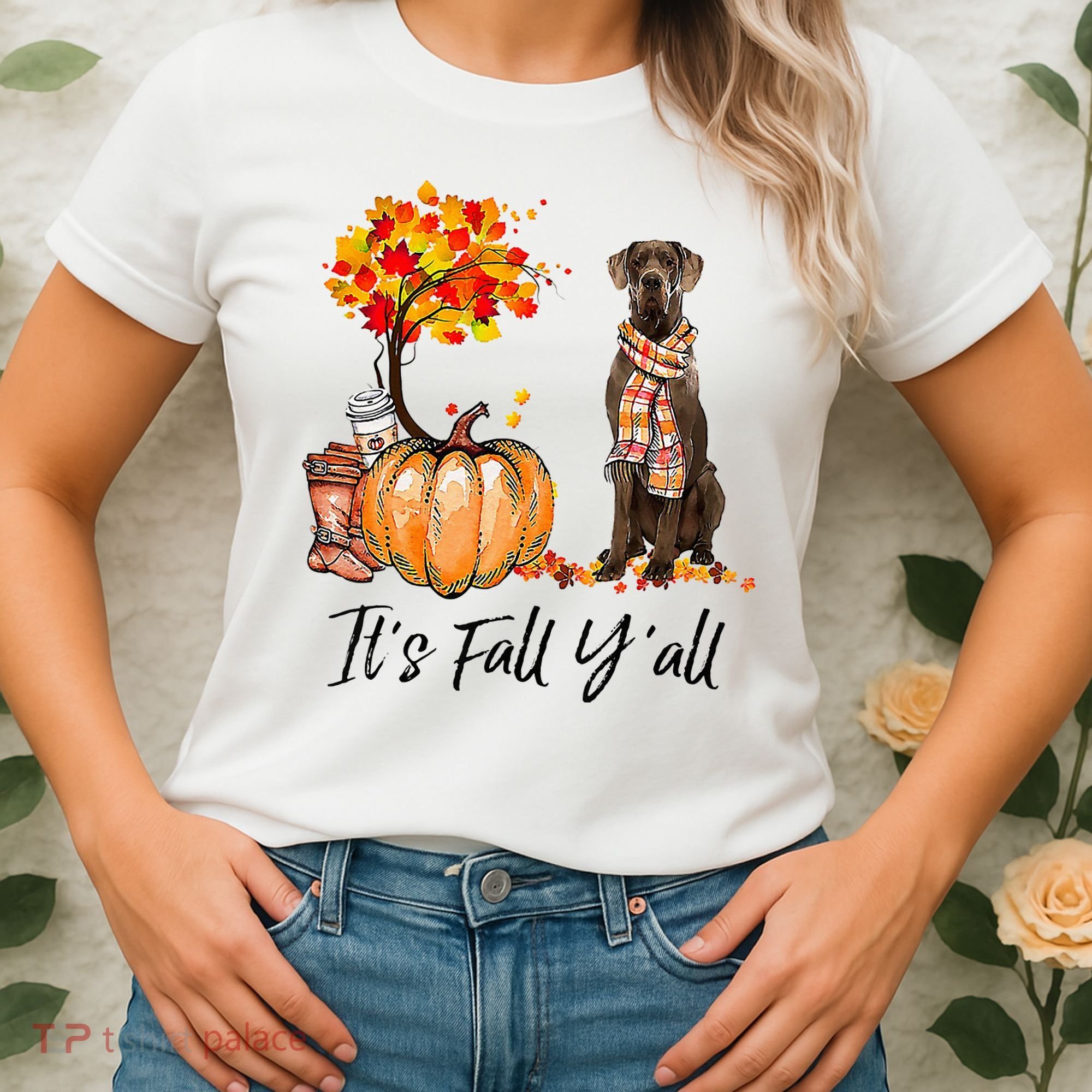It's Fall Y'all Great Dane Dog Lovers Thanksgiving Halloween Women's T-Shirt