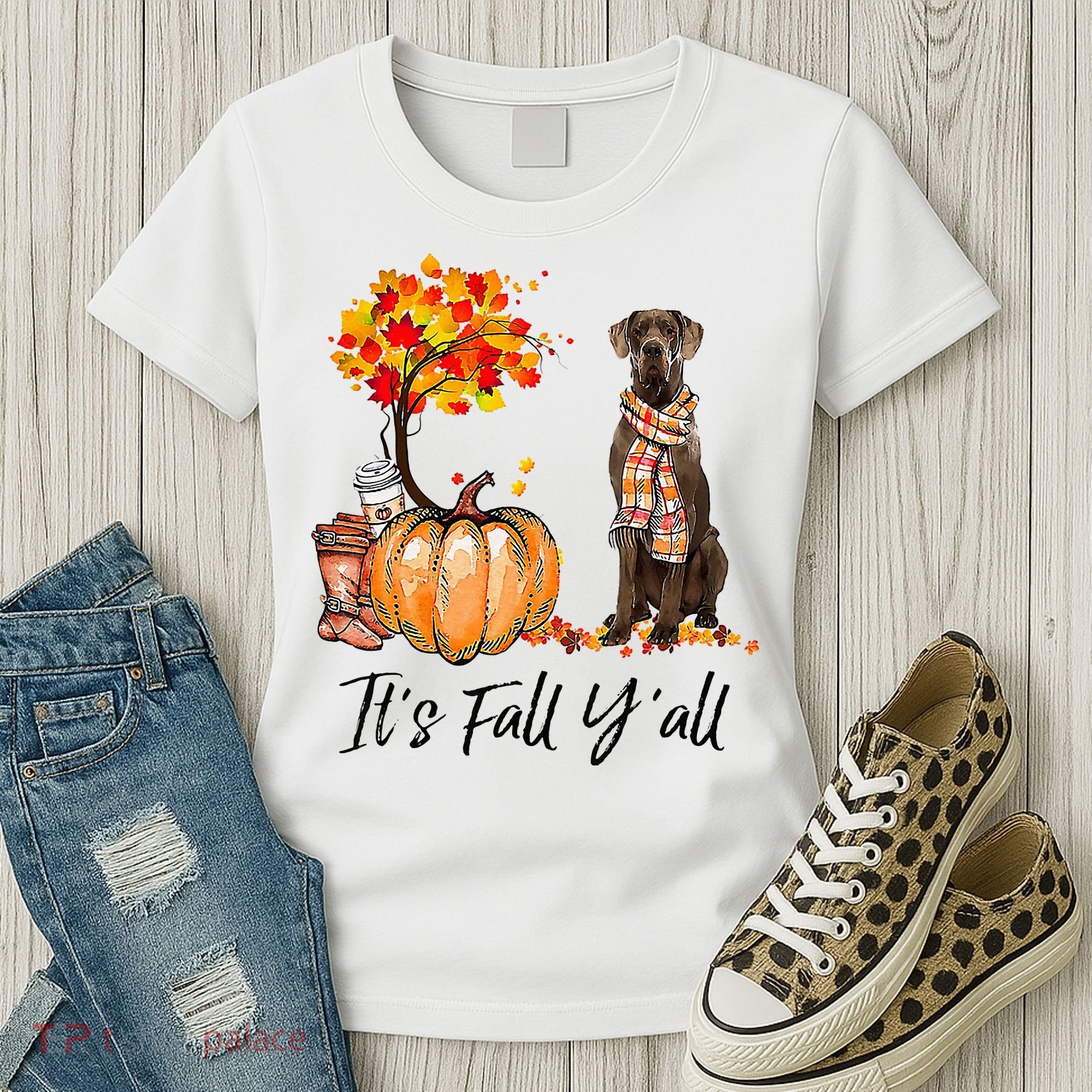 It's Fall Y'all Great Dane Dog Lovers Thanksgiving Halloween Women's T-Shirt