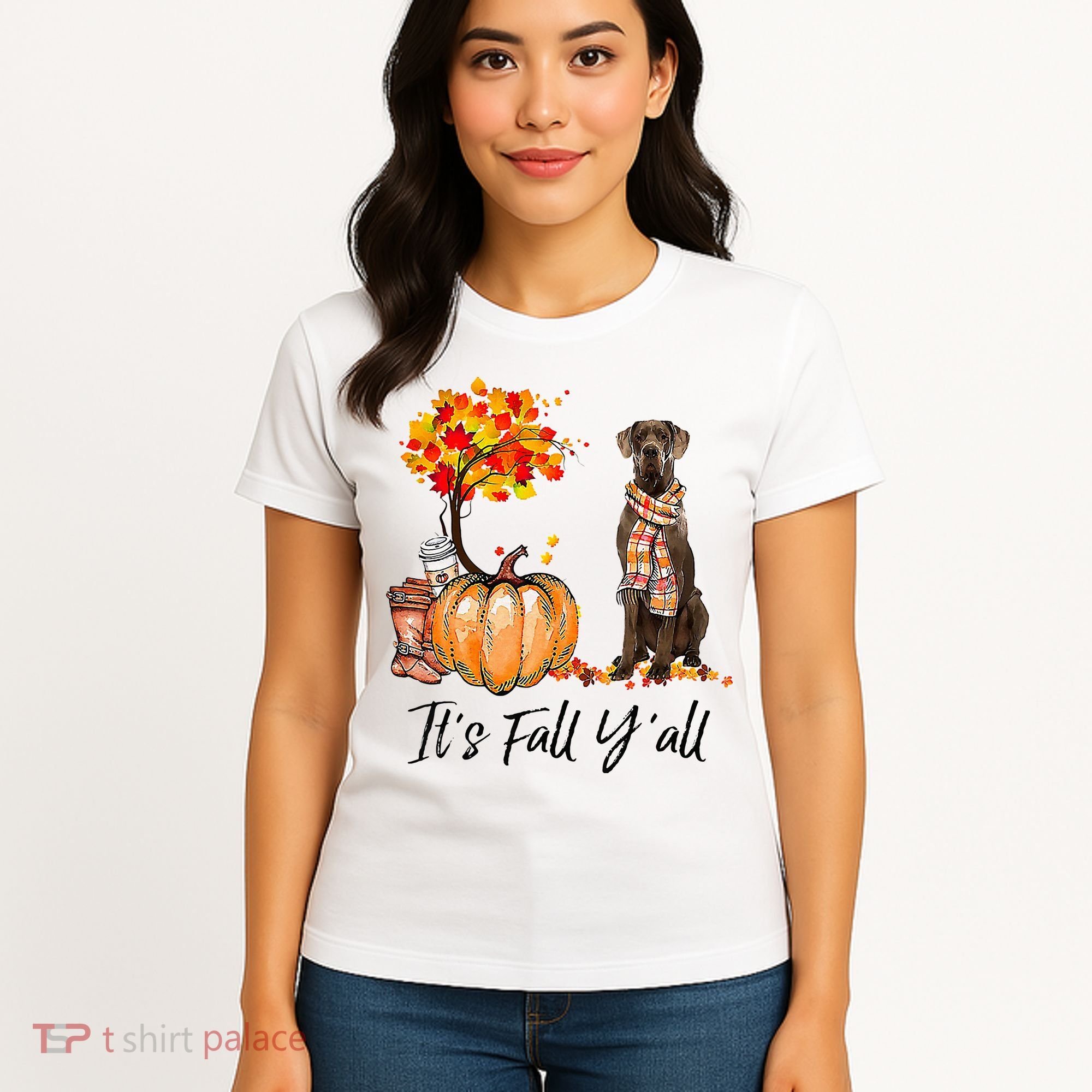 It's Fall Y'all Great Dane Dog Lovers Thanksgiving Halloween Women's T-Shirt