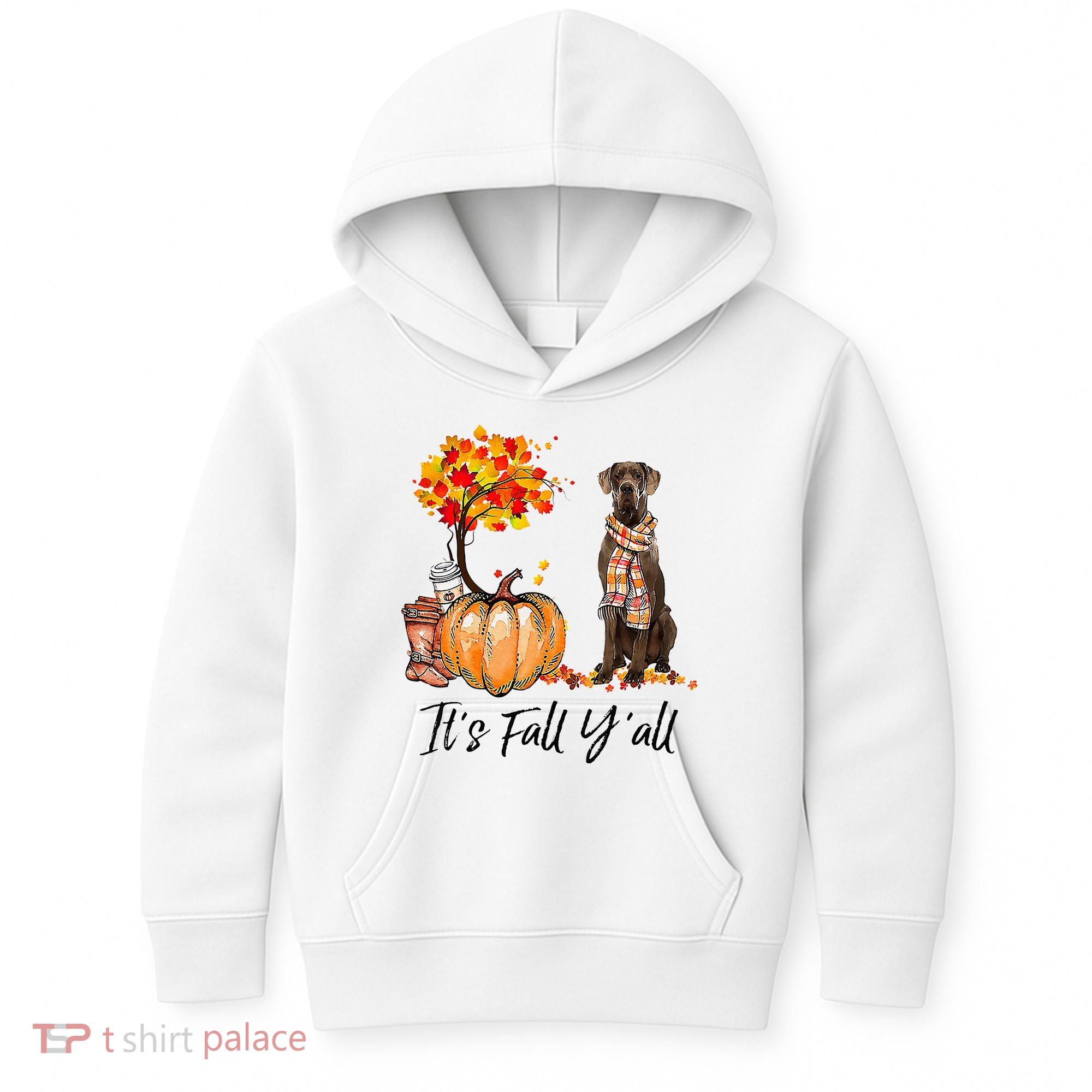 It's Fall Y'all Great Dane Dog Lovers Thanksgiving Halloween Kids Hoodie
