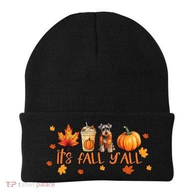 ItS Fall YAll Pumpkin Spice Latte Dog Miniature Schnauzer Funny Gift Beanie