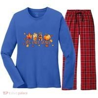 ItS Fall YAll Pumpkin Spice Latte Dog Miniature Schnauzer Funny Gift Women's Long Sleeve Flannel Pajama Set  thumb 0