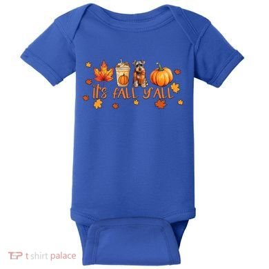 ItS Fall YAll Pumpkin Spice Latte Dog Miniature Schnauzer Funny Gift Baby Bodysuit