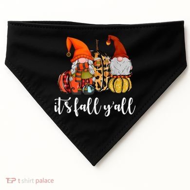 It's Fall Y'all Autumn Leaves Gnomes Fall Funny USA-Made Doggie Bandana