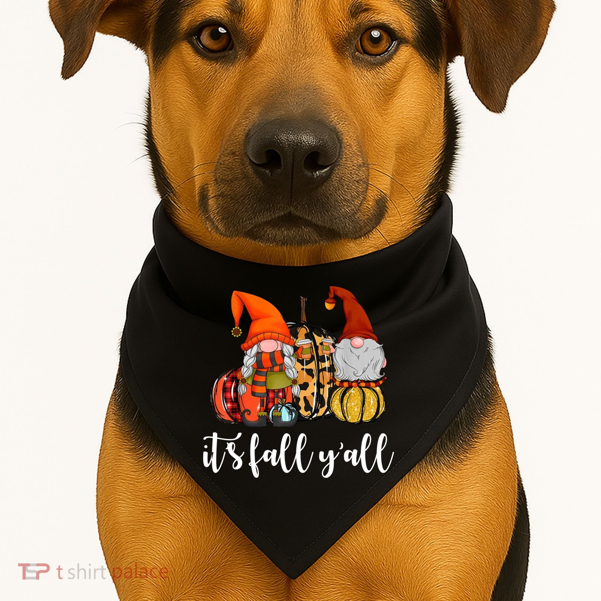 It's Fall Y'all Autumn Leaves Gnomes Fall Funny USA-Made Doggie Bandana