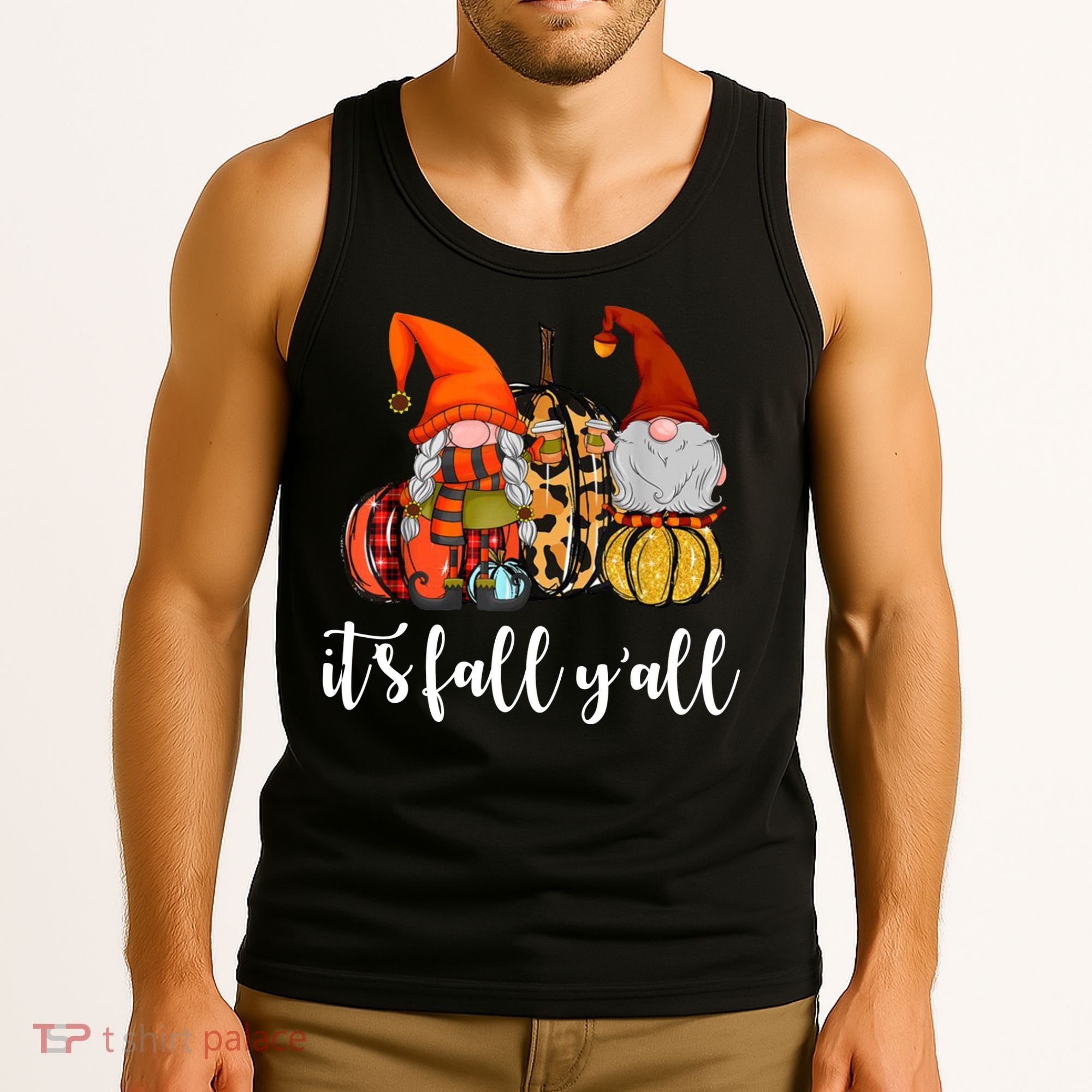 It's Fall Y'all Autumn Leaves Gnomes Fall Funny Tank Top