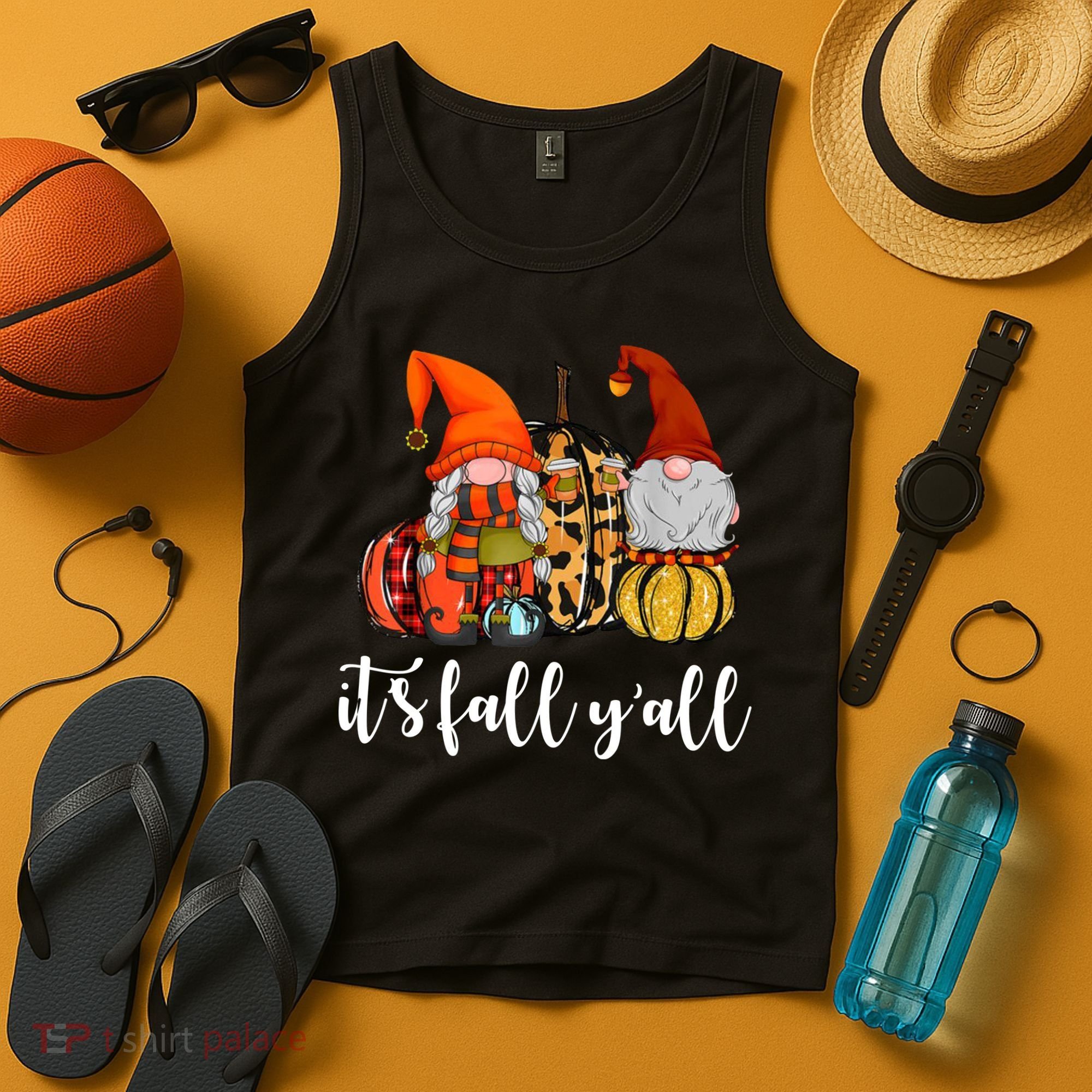 It's Fall Y'all Autumn Leaves Gnomes Fall Funny Tank Top