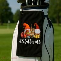 It's Fall Y'all Autumn Leaves Gnomes Fall Funny Golf Towel thumb 2