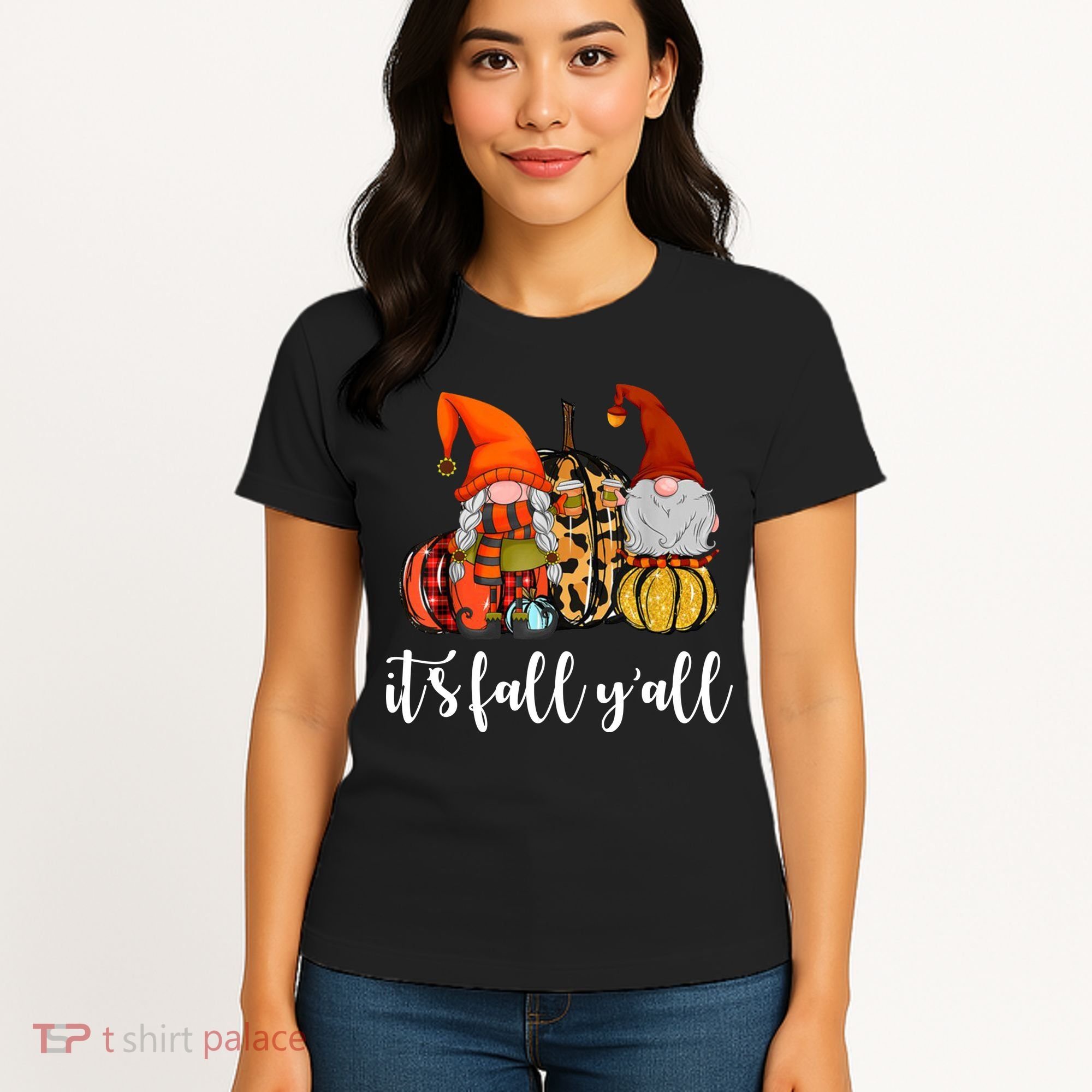 It's Fall Y'all Autumn Leaves Gnomes Fall Funny Women's T-Shirt