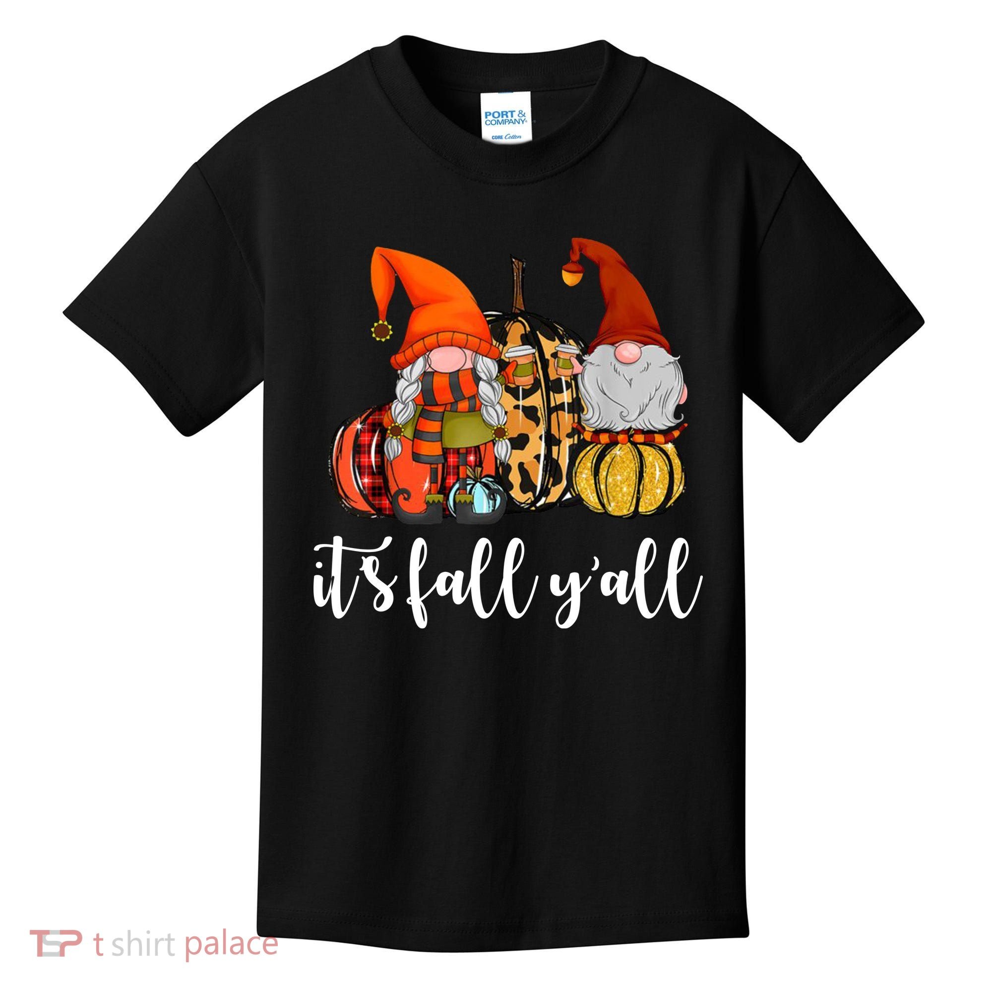 It's Fall Y'all Autumn Leaves Gnomes Fall Funny Kids T-Shirt