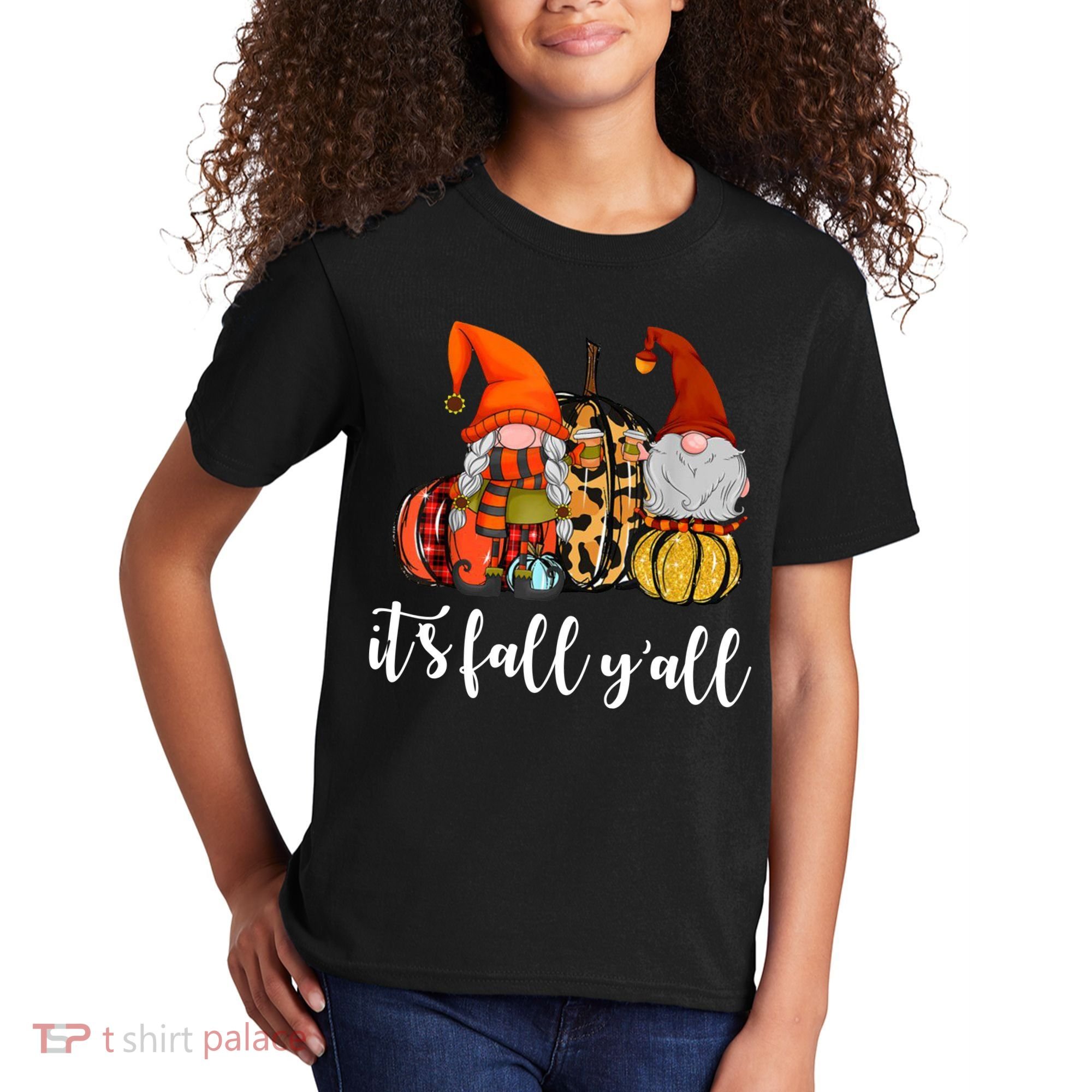 It's Fall Y'all Autumn Leaves Gnomes Fall Funny Kids T-Shirt