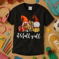 It's Fall Y'all Autumn Leaves Gnomes Fall Funny Kids T-Shirt thumb 3