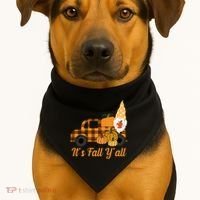 It's Fall Y'all Pumpkin Gnome USA-Made Doggie Bandana thumb 1
