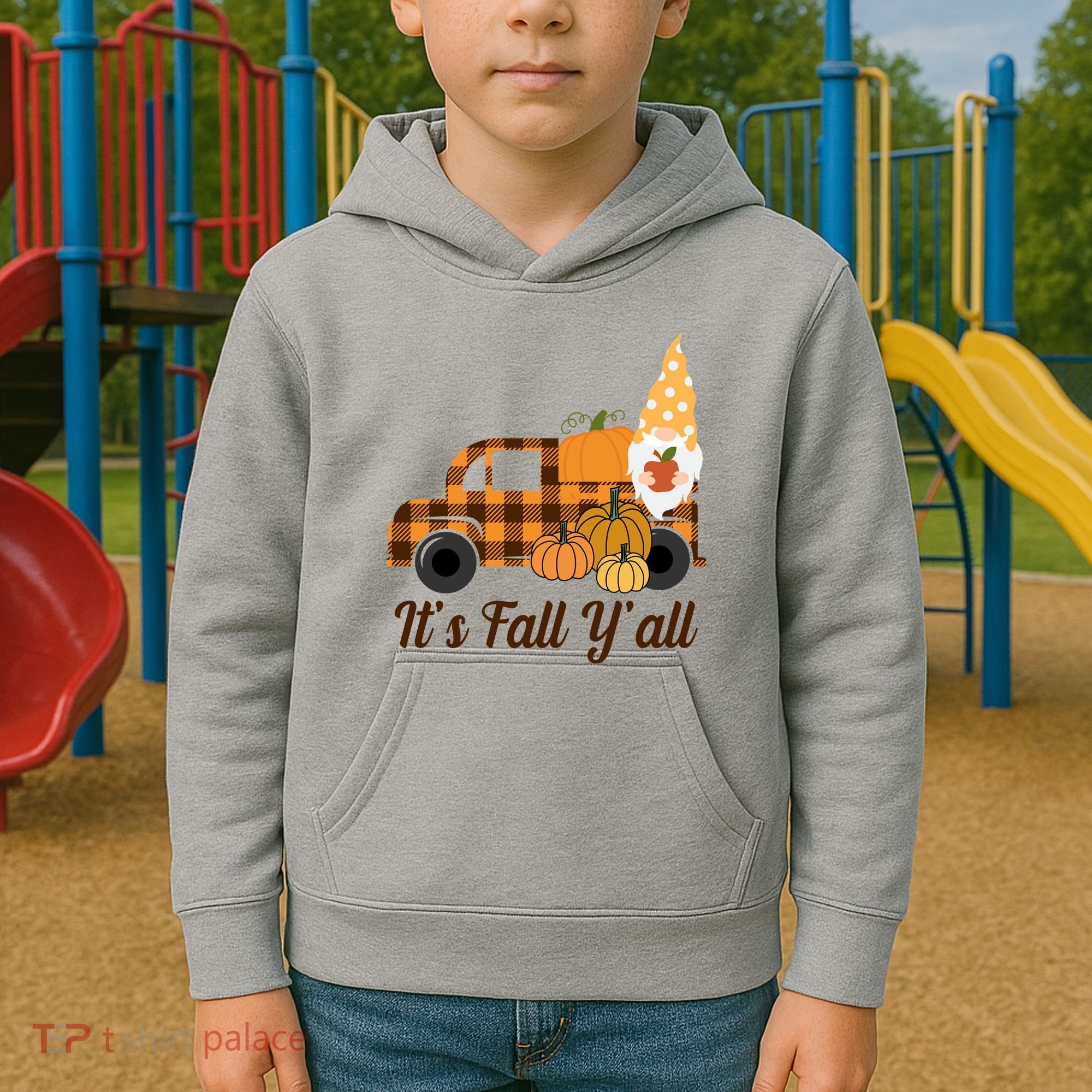 It's Fall Y'all Pumpkin Gnome Kids Hoodie