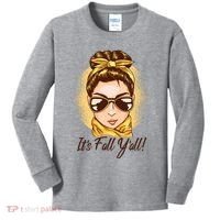 It's Fall Y'all Female Bun Kids Long Sleeve Shirt thumb 0