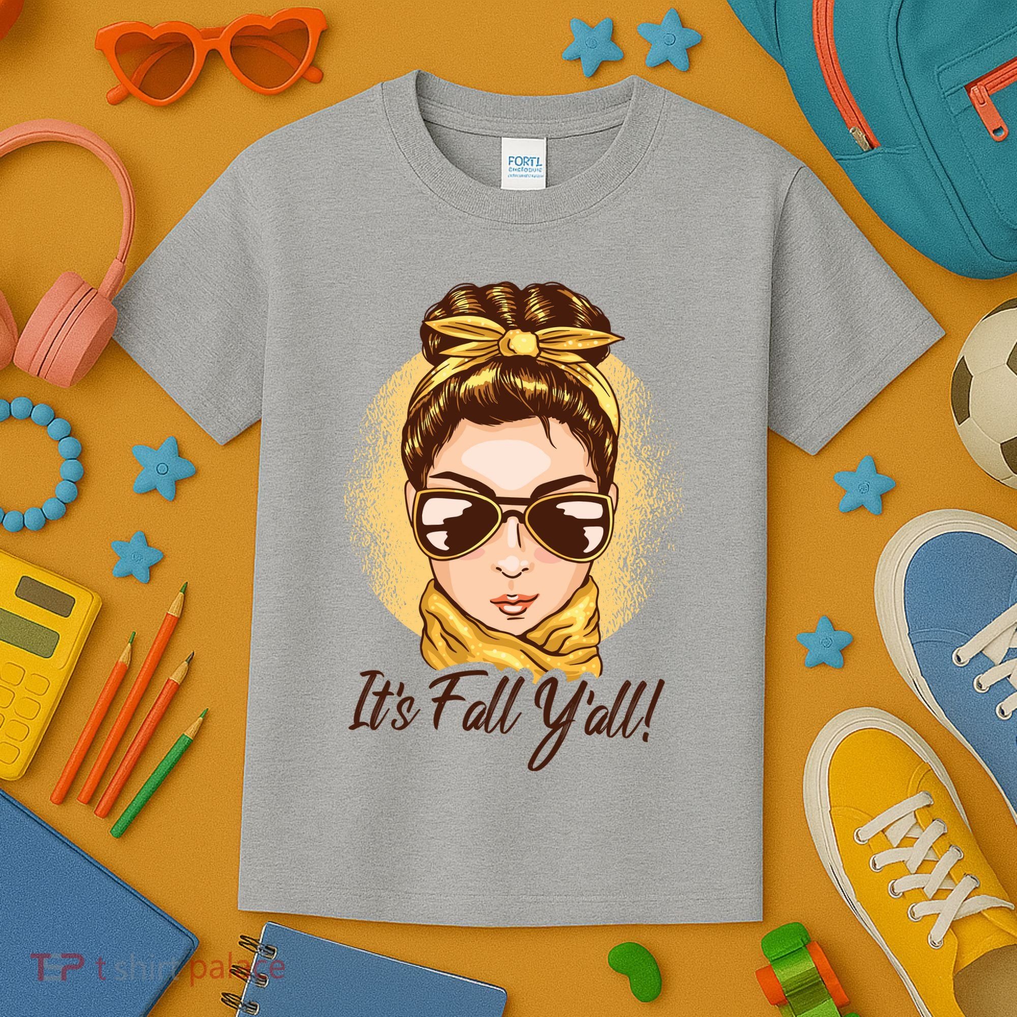 It's Fall Y'all Female Bun Kids T-Shirt