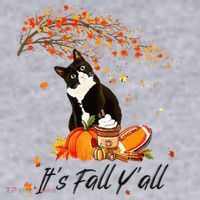 It's Fall Y'all Cute Black Cat Lovers Thanksgiving Halloween Women's Sweatshirt thumb 2