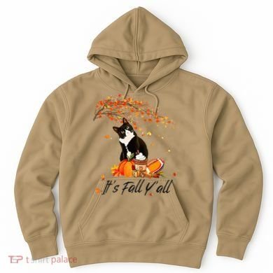 It's Fall Y'all Cute Black Cat Lovers Thanksgiving Halloween Hoodie