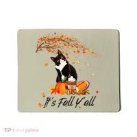 It's Fall Y'all Cute Black Cat Lovers Thanksgiving Halloween Mousepad thumb 0
