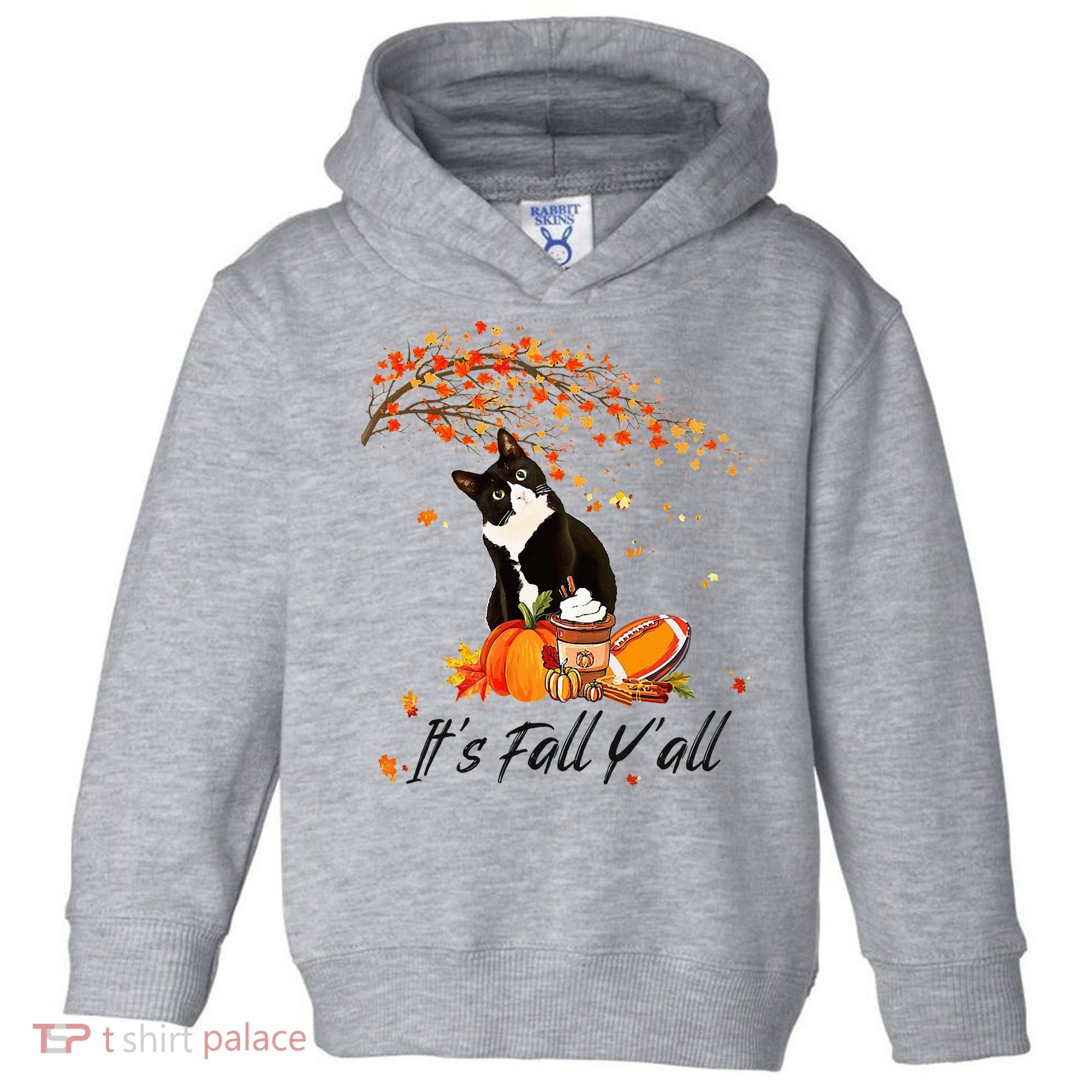 It's Fall Y'all Cute Black Cat Lovers Thanksgiving Halloween Toddler Hoodie