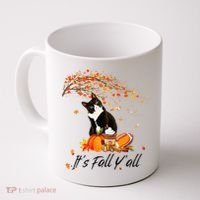It's Fall Y'all Cute Black Cat Lovers Thanksgiving Halloween Coffee Mug thumb 0