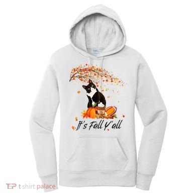 It's Fall Y'all Cute Black Cat Lovers Thanksgiving Halloween Women's Hoodie