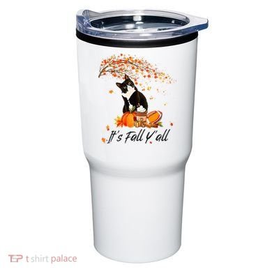 It's Fall Y'all Cute Black Cat Lovers Thanksgiving Halloween Tumbler