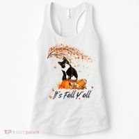 It's Fall Y'all Cute Black Cat Lovers Thanksgiving Halloween Women's Tank Top thumb 0
