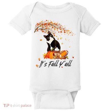 It's Fall Y'all Cute Black Cat Lovers Thanksgiving Halloween Baby Bodysuit