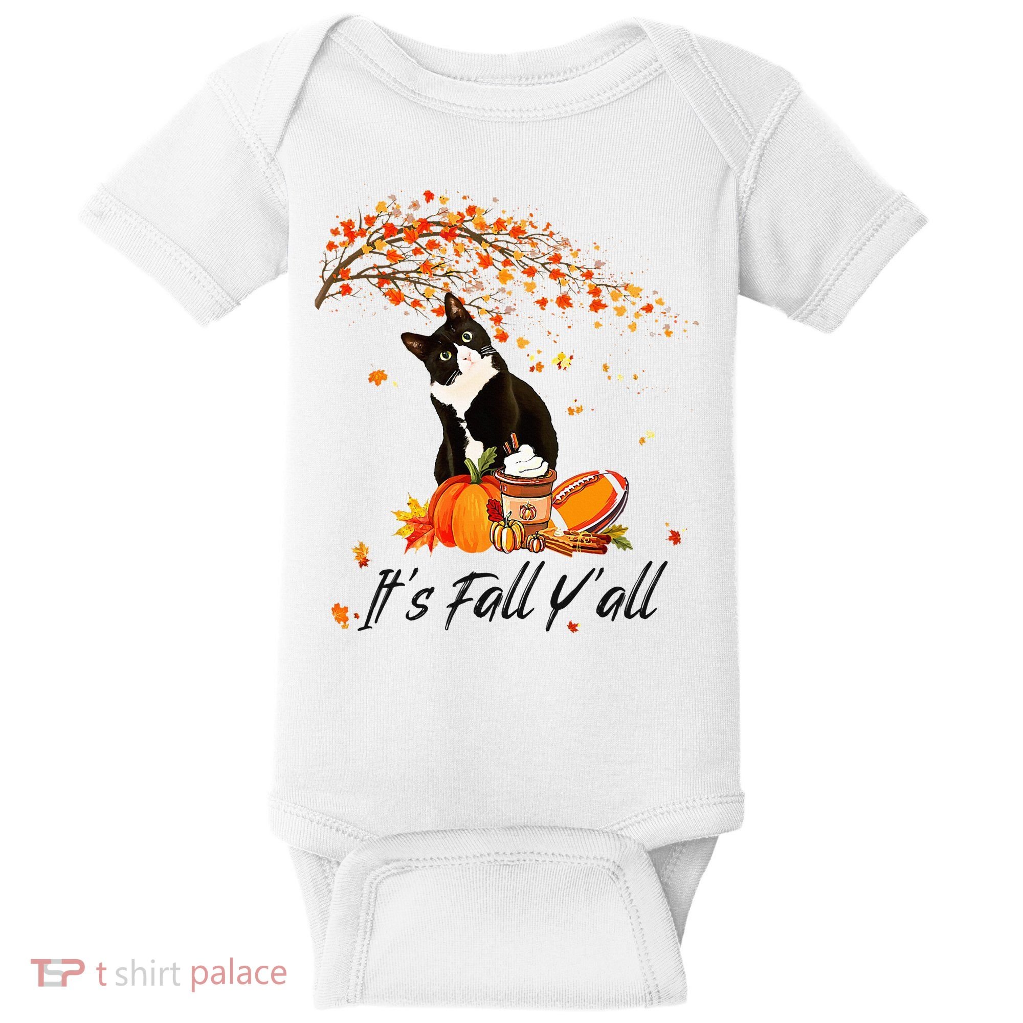 It's Fall Y'all Cute Black Cat Lovers Thanksgiving Halloween Baby Bodysuit