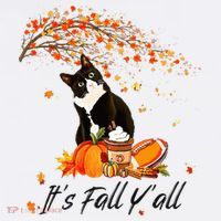 It's Fall Y'all Cute Black Cat Lovers Thanksgiving Halloween Baby Bodysuit thumb 2