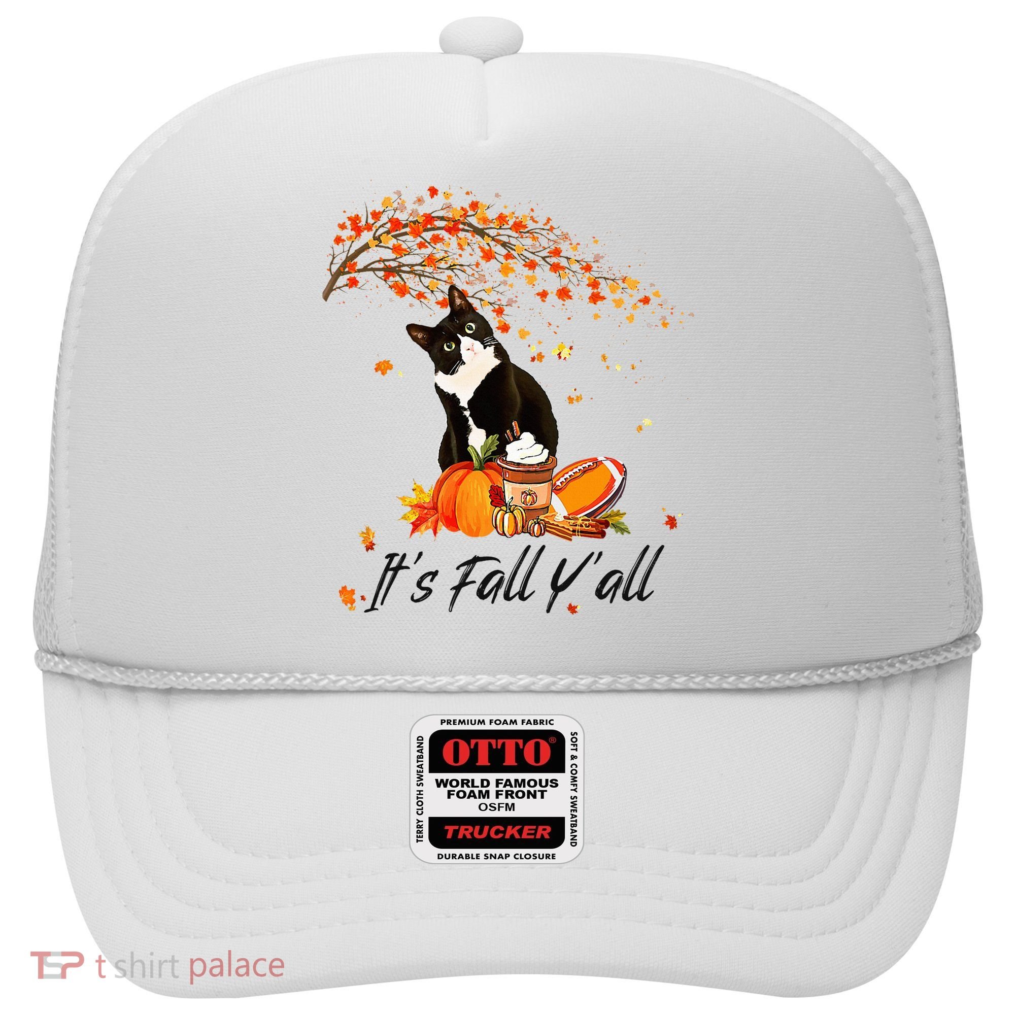 It's Fall Y'all Cute Black Cat Lovers Thanksgiving Halloween Hat