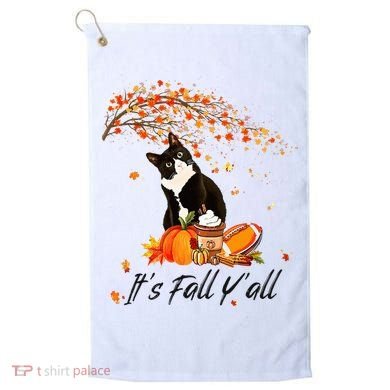 It's Fall Y'all Cute Black Cat Lovers Thanksgiving Halloween Golf Towel