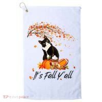 It's Fall Y'all Cute Black Cat Lovers Thanksgiving Halloween Golf Towel thumb 0