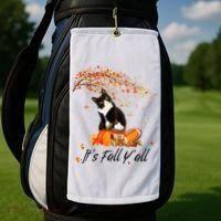 It's Fall Y'all Cute Black Cat Lovers Thanksgiving Halloween Golf Towel thumb 2