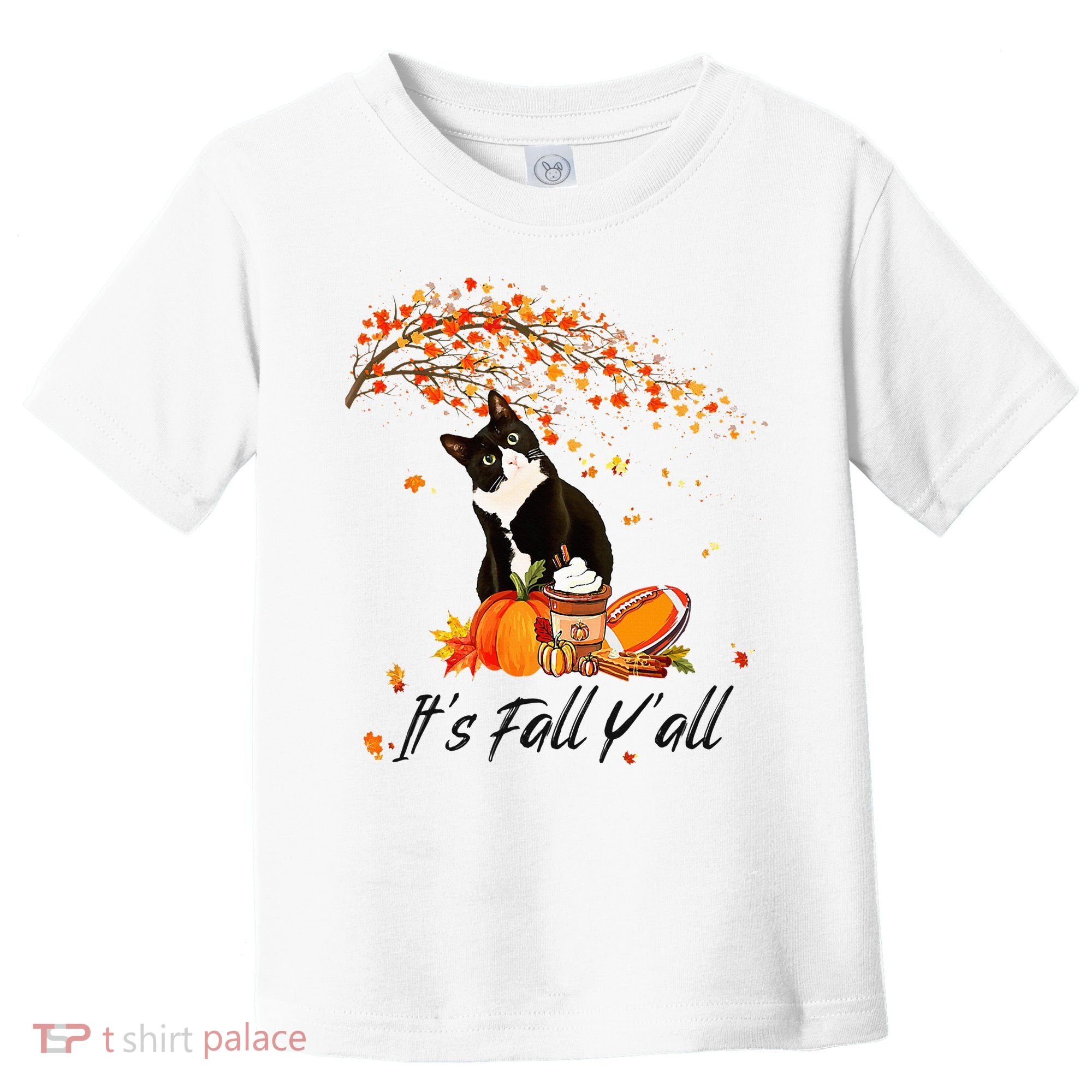 It's Fall Y'all Cute Black Cat Lovers Thanksgiving Halloween Toddler T-Shirt