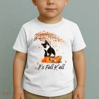 It's Fall Y'all Cute Black Cat Lovers Thanksgiving Halloween Toddler T-Shirt thumb 2
