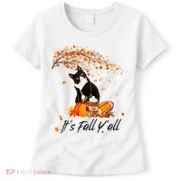 It's Fall Y'all Cute Black Cat Lovers Thanksgiving Halloween Women's T-Shirt thumb 0
