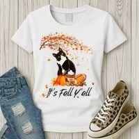It's Fall Y'all Cute Black Cat Lovers Thanksgiving Halloween Women's T-Shirt thumb 3