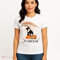 It's Fall Y'all Cute Black Cat Lovers Thanksgiving Halloween Women's T-Shirt thumb 4