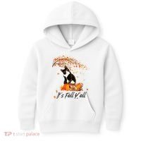 It's Fall Y'all Cute Black Cat Lovers Thanksgiving Halloween Kids Hoodie thumb 0