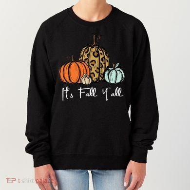 Its Fall Yall Graphic Shirt Women Thanksgiving Pumpkin Splicing Sleeve Fall Women's Sweatshirt