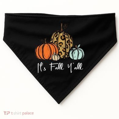 Its Fall Yall Graphic Shirt Women Thanksgiving Pumpkin Splicing Sleeve Fall USA-Made Doggie Bandana