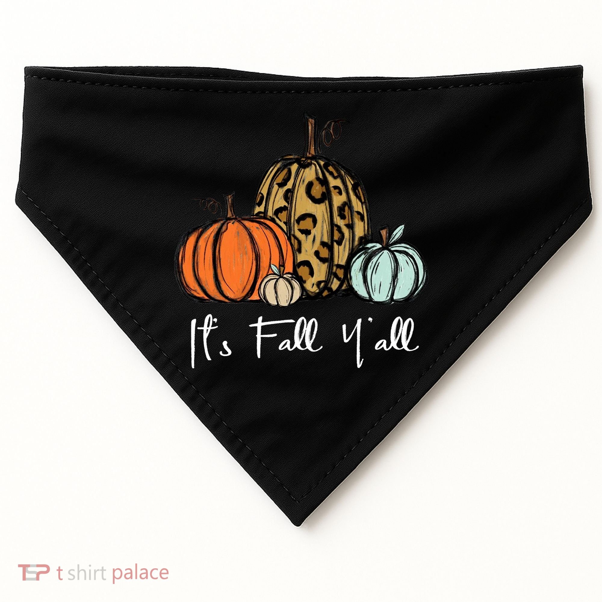 Its Fall Yall Graphic Shirt Women Thanksgiving Pumpkin Splicing Sleeve Fall USA-Made Doggie Bandana