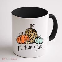 Its Fall Yall Graphic Shirt Women Thanksgiving Pumpkin Splicing Sleeve Fall Coffee Mug thumb 1