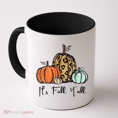 Its Fall Yall Graphic Shirt Women Thanksgiving Pumpkin Splicing Sleeve Fall Coffee Mug