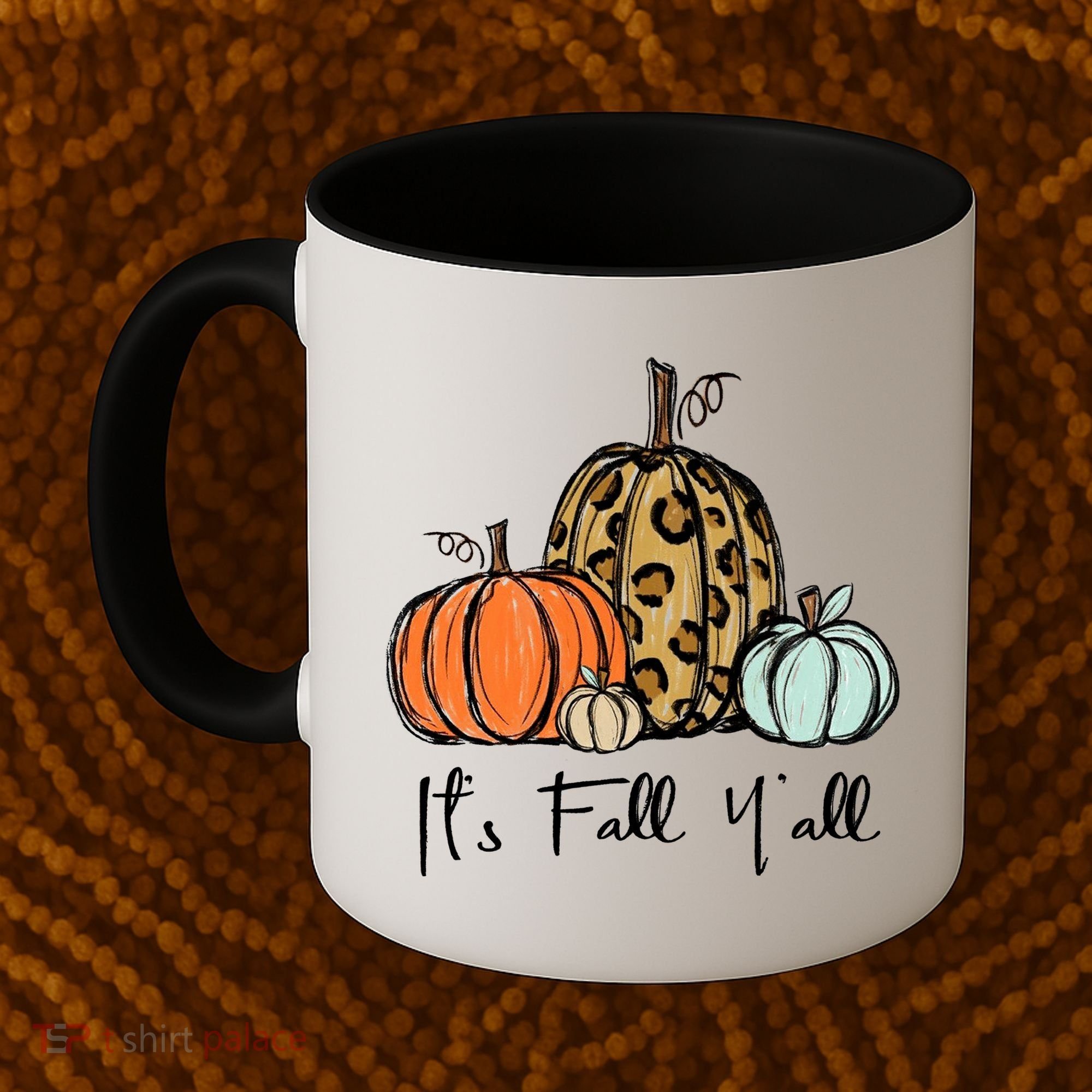 Its Fall Yall Graphic Shirt Women Thanksgiving Pumpkin Splicing Sleeve Fall Coffee Mug